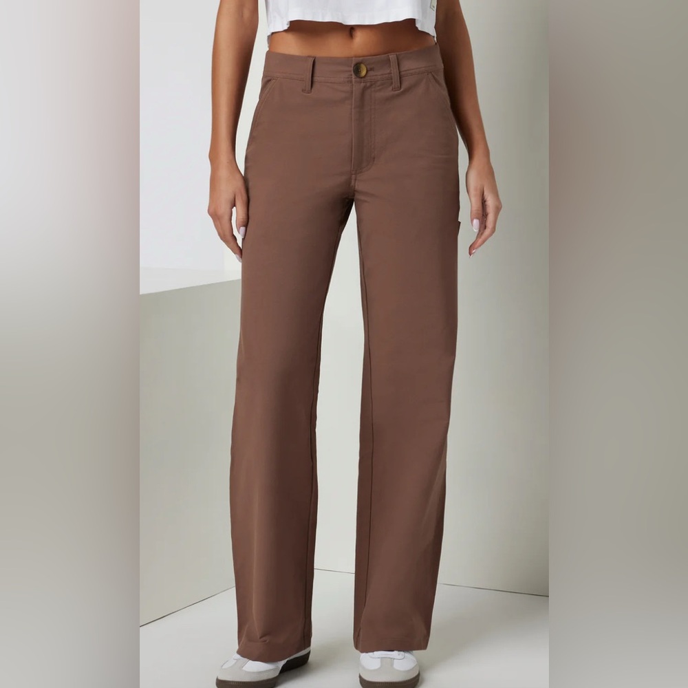 NWOT Vuori Getaway Pants Carpenter Utility Women Clove Brown Sz S Wide Leg Summe